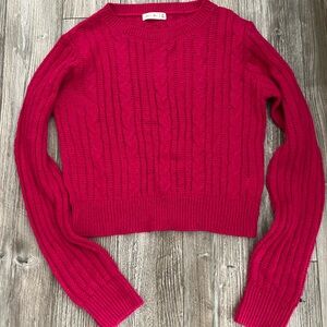 🌸 Active USA Cable Knit Crewneck Sweater in Bright Pink